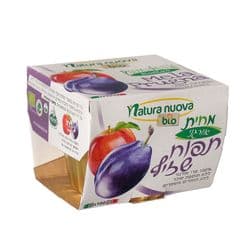מחית תפוח שזיף ללא תוספת סוכר אורגני