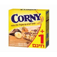 חטיף דגנים עם שוקולד חלב ובננה קורני 6 * 25 גרם