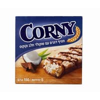חטיף דגנים עם שוקולד חלב וקוקוס קורני 6 * 25 גרם