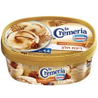 גלידה חלבית בטעם ריבת חלב כשר לפסח לה קרמריה 1.4 ליטר