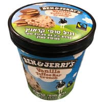 גלידת שמנת וניל עם טופי מצופה פאדג' בן & ג'ריס 500 מ"ל